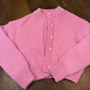ASOS Chunky Knit Pink Cardigan Sweater Sz S